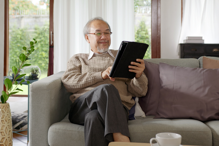 Man looking at device
