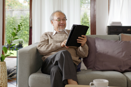 Man looking at device